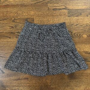 Crescent Black and White Speckled Tiered Ruffle Mini Skirt, Medium